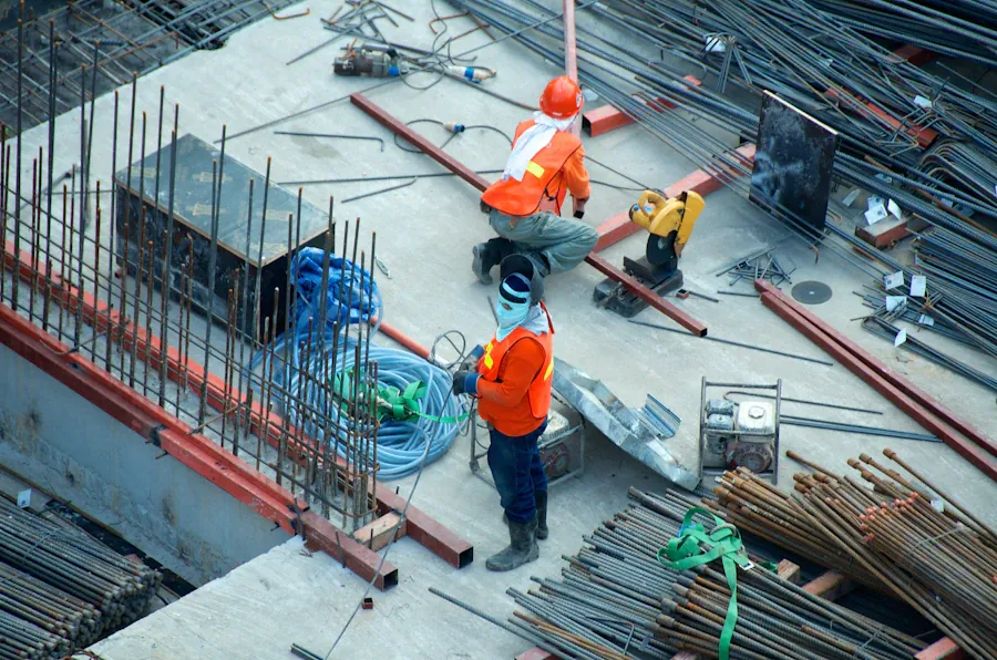 Construction professionals at a building site