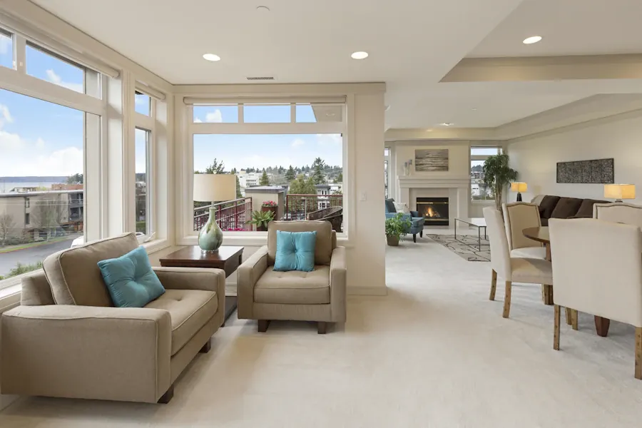 Contemporary living room with carefully styled furniture