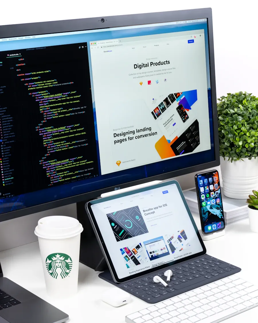 Website design materials displayed on a computer