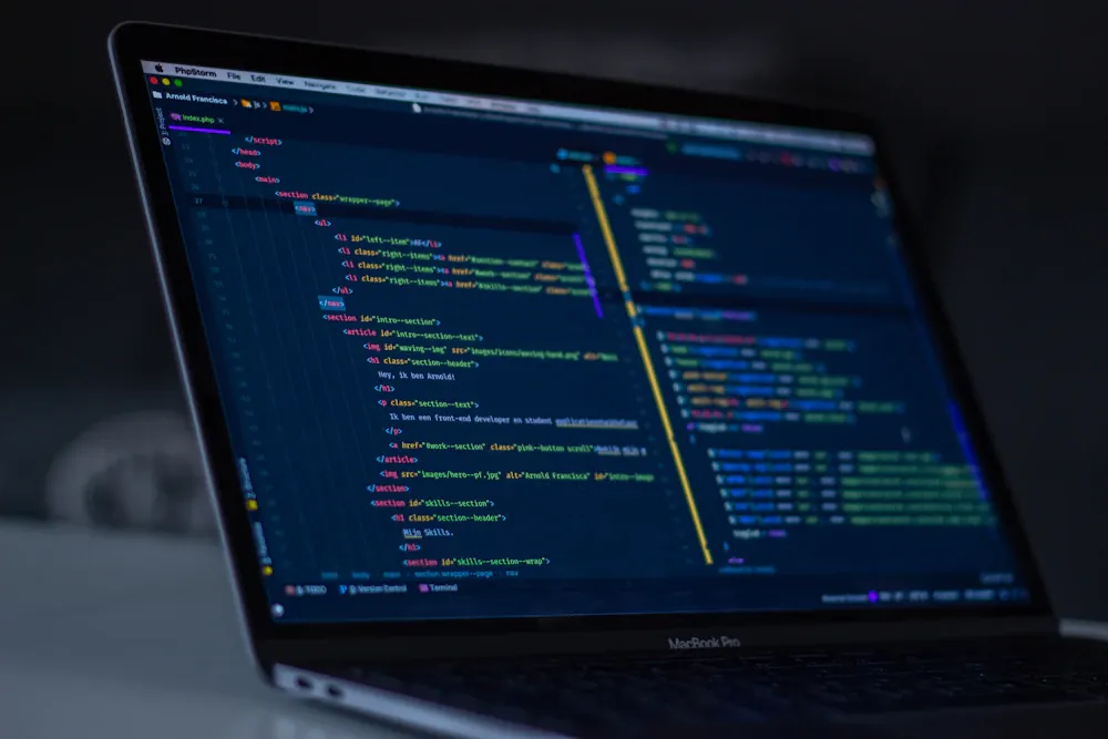 Code displayed on a computer screen during website development